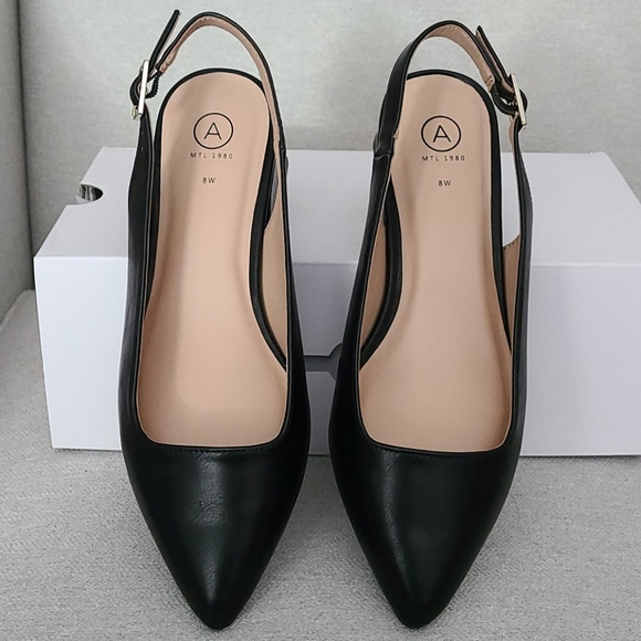 BNIB Dawn Black Slingback Pumps - Size 8W - Picture 9 of 12